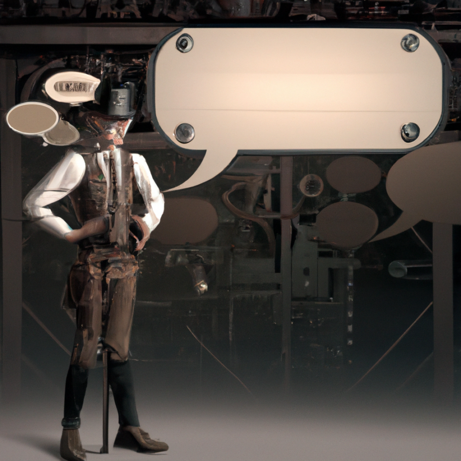 steampunk architecture of futuristic marketer working with chatgpt